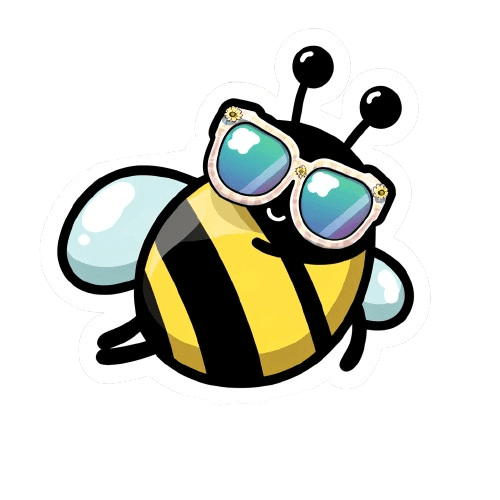 Cool Bee with Daisy Sunglasses Sticker