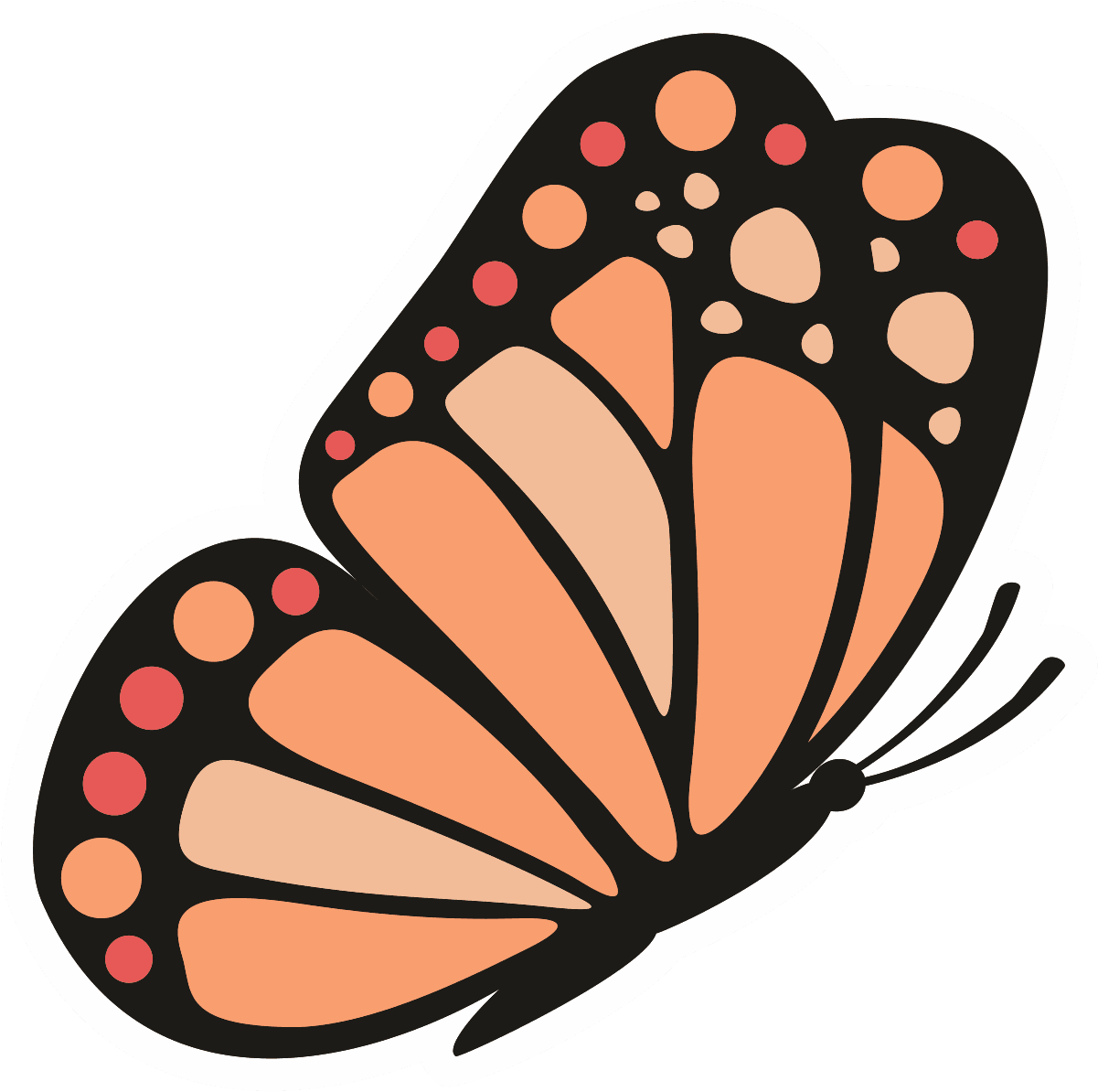 Monarch Butterfly Sticker in Warm Orange Hues