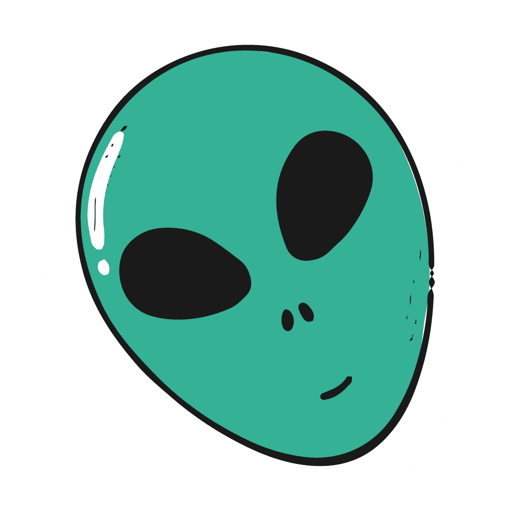 Chill Green Alien Face Sticker