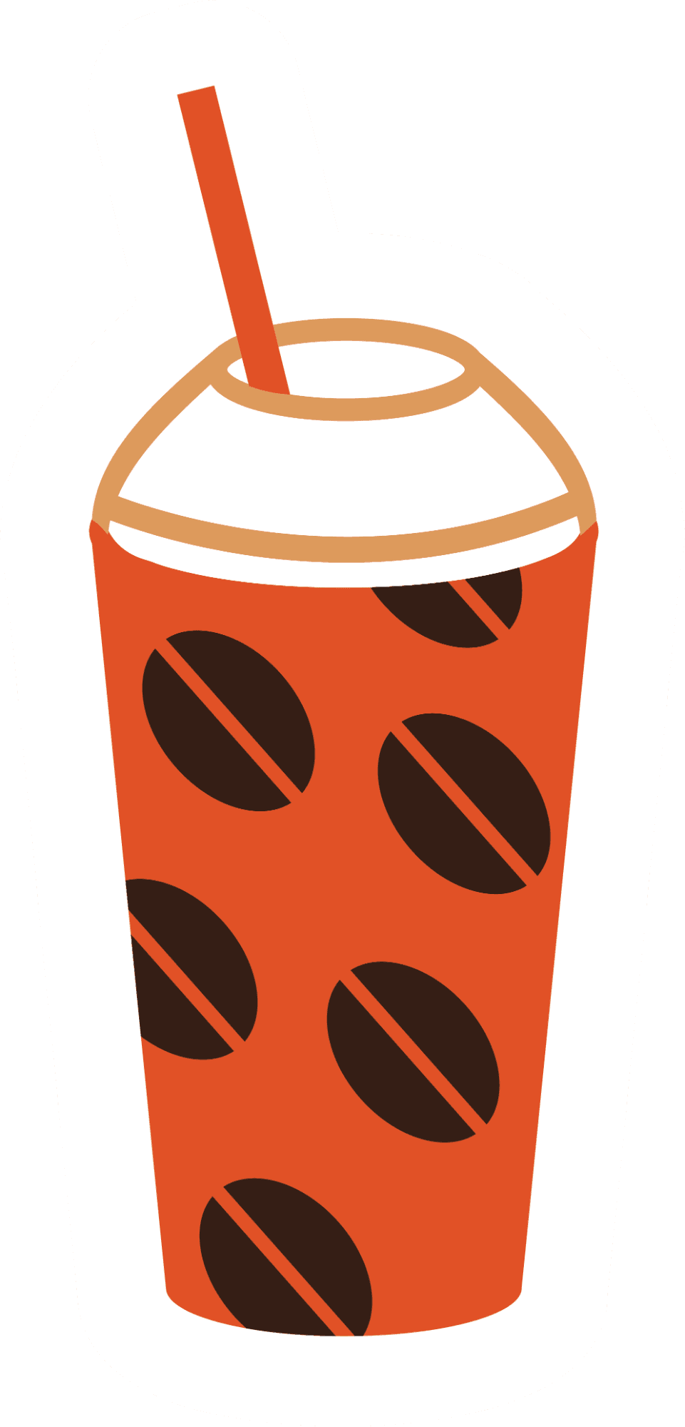 Iced Coffee Cup Sticker with Coffee Bean Print