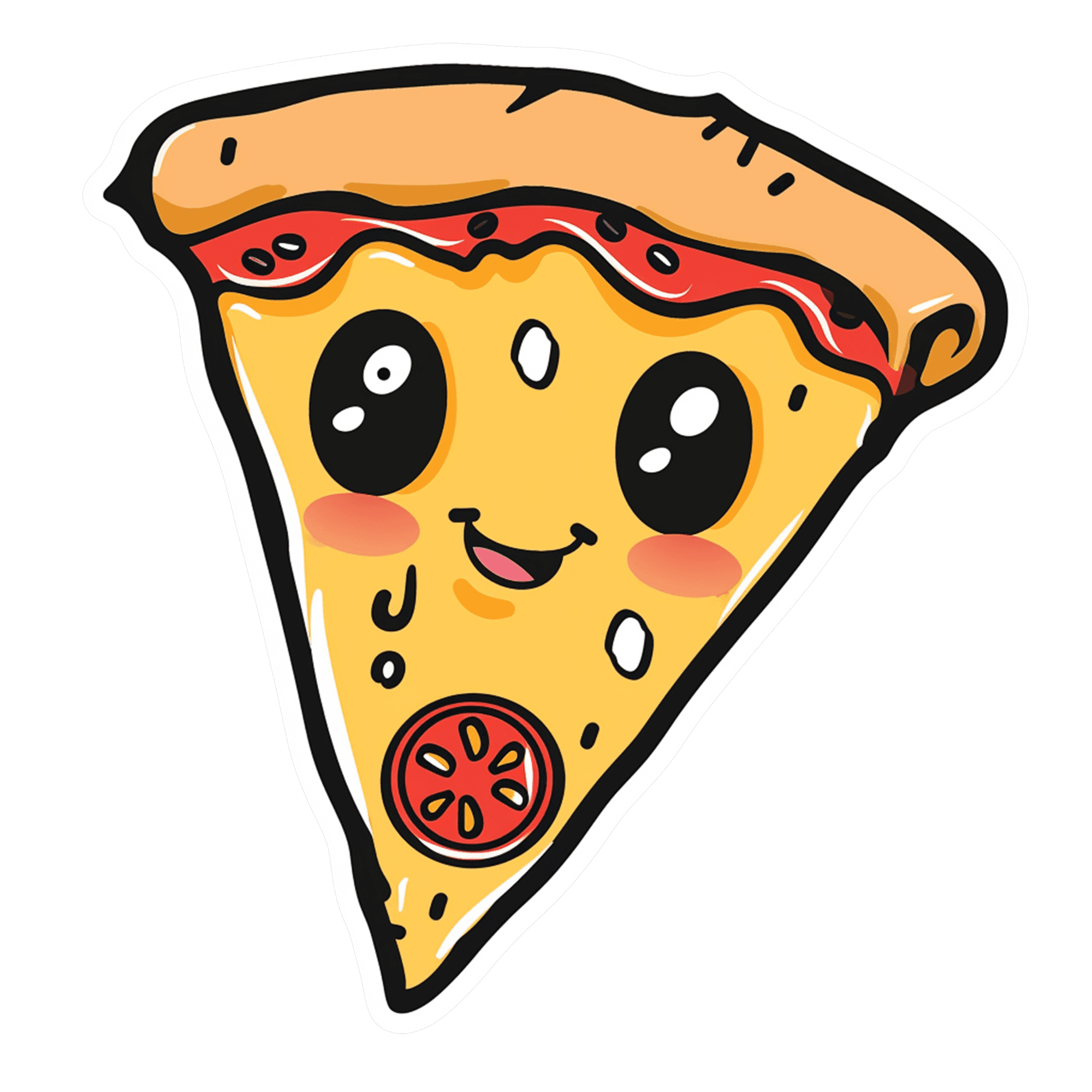 Happy Pepperoni Pizza Slice Sticker