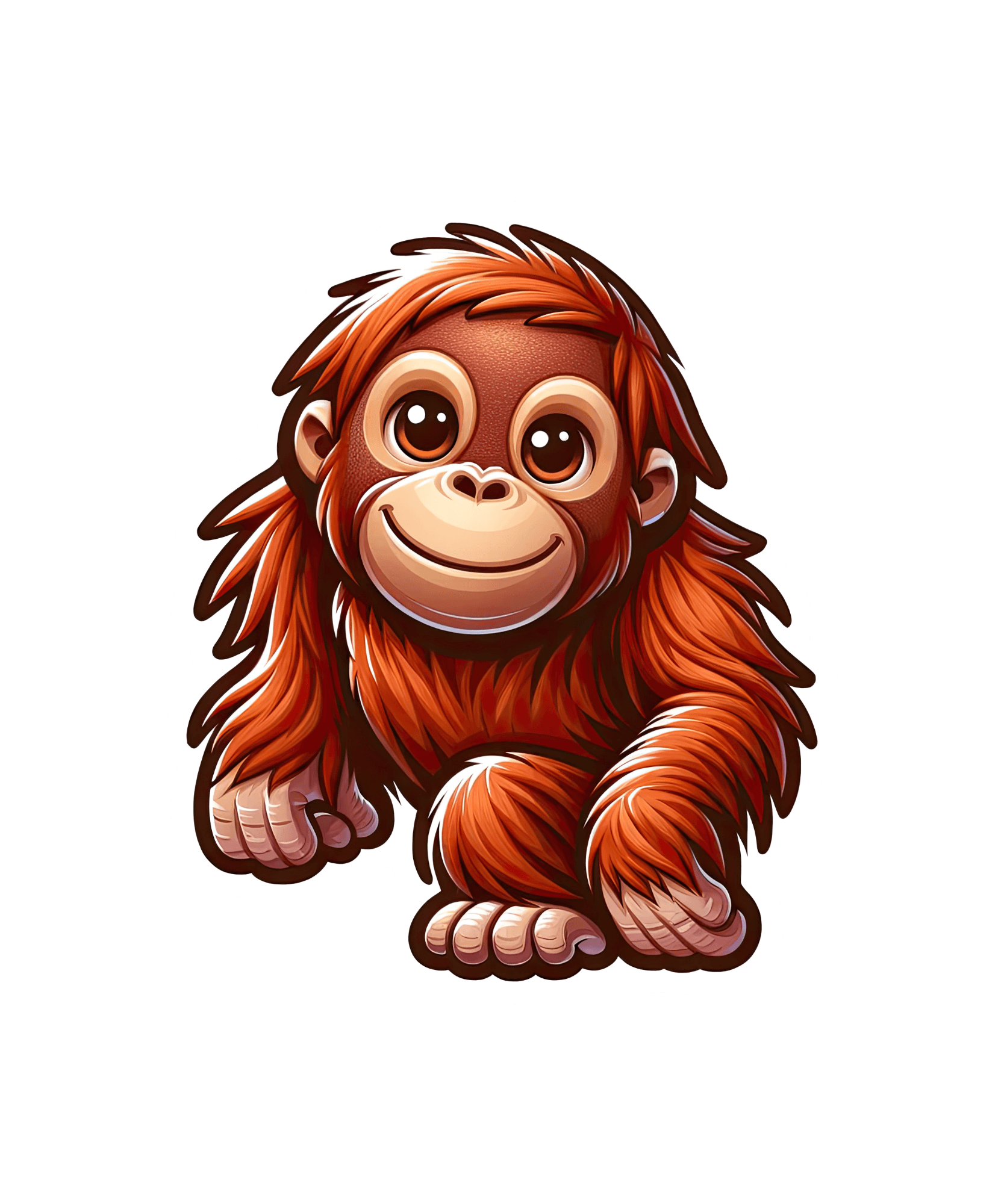 Baby Orangutan Sticker - Shaggy Orange Cutie