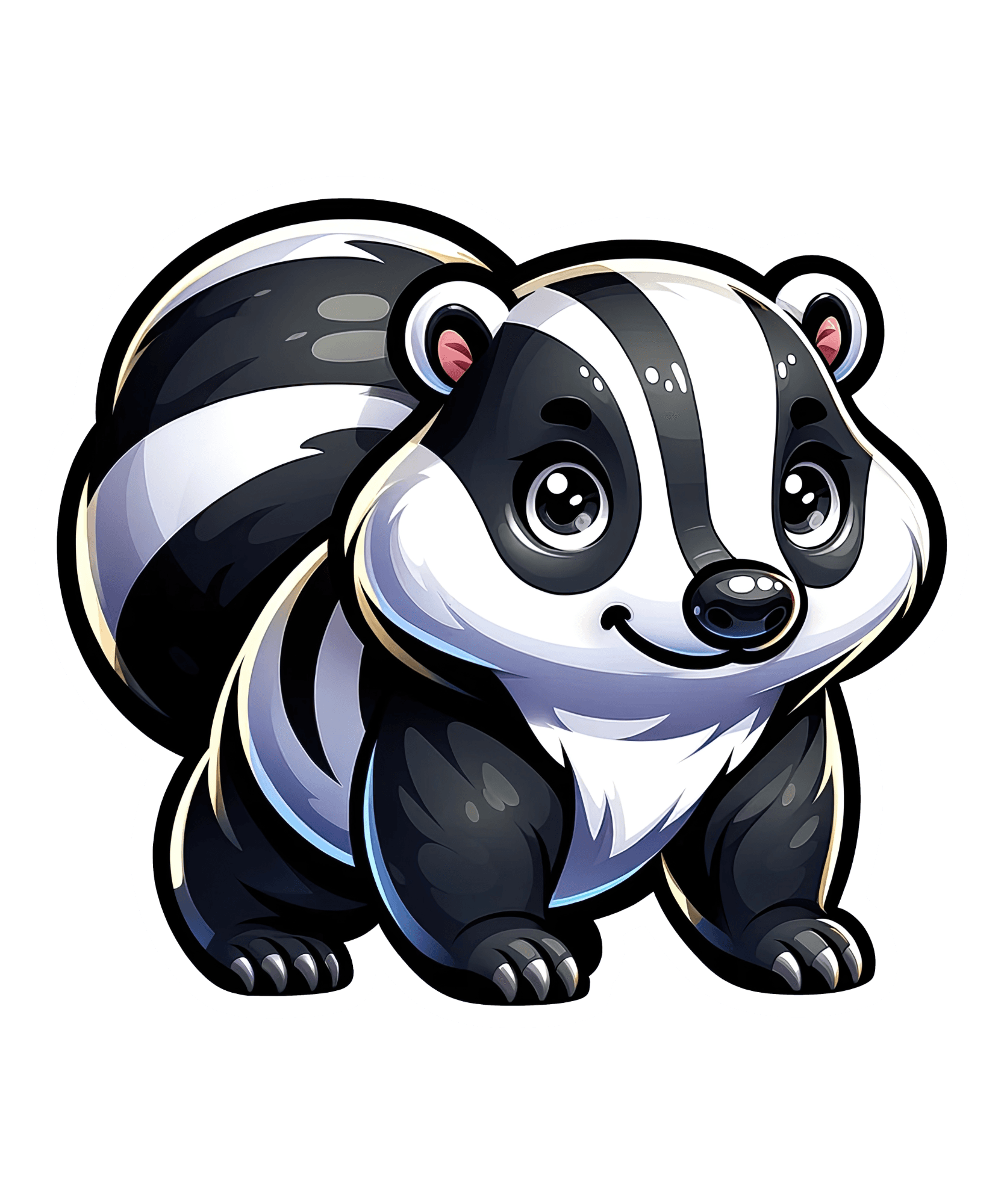 Chibi Badger Sticker with Big Sparkly Eyes