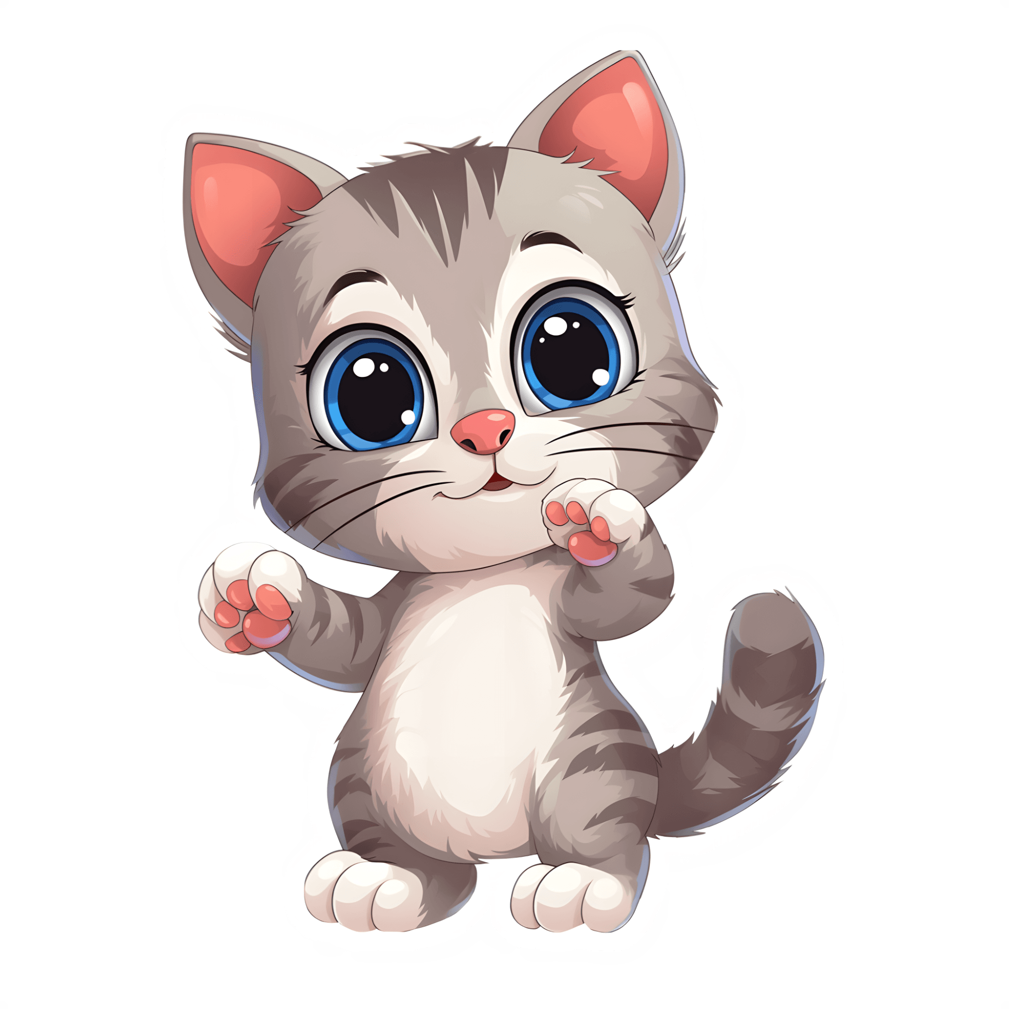 Big-Eyed Gray Tabby Kitten Sticker