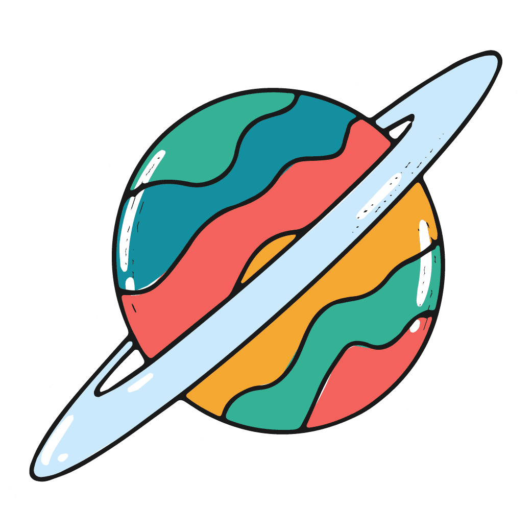 Rainbow Ringed Planet Sticker