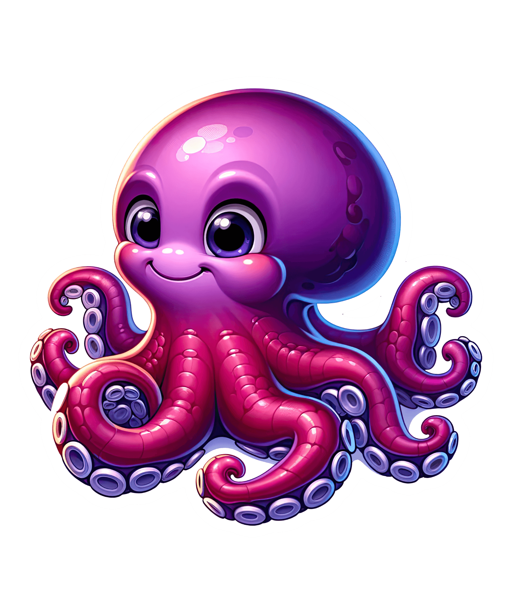 Big-Eyed Purple Octopus Sticker