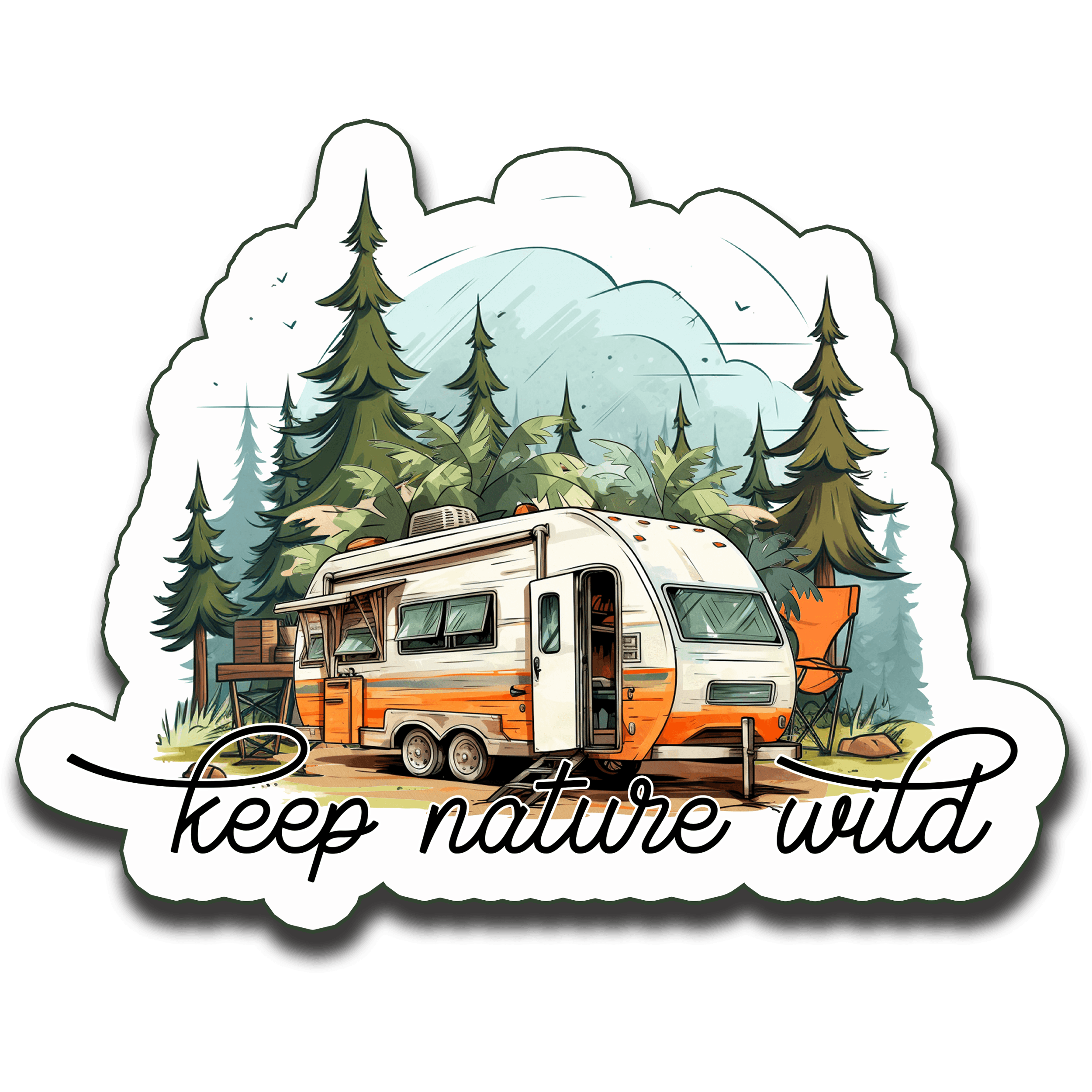 Keep Nature Wild Retro Camper Sticker