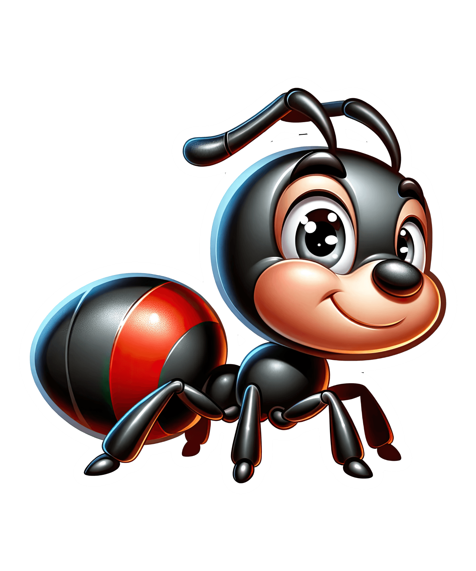 Cute Cartoon Ant Sticker with Big Sparkly Eyes