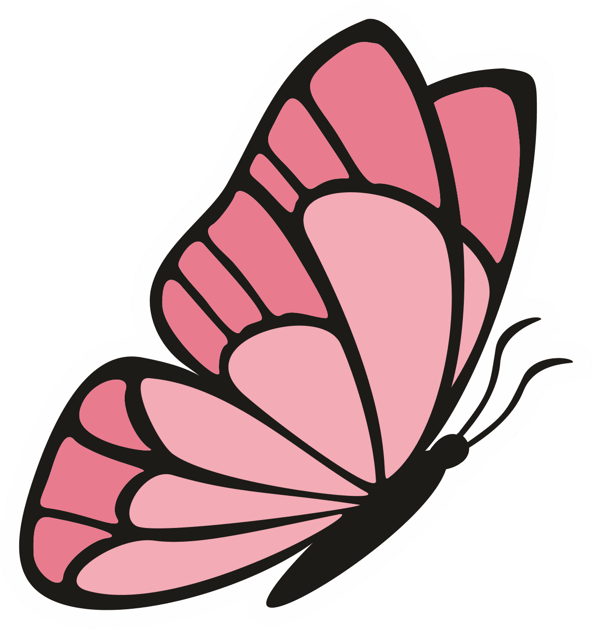 Pink Butterfly Diagonal Wing Sticker