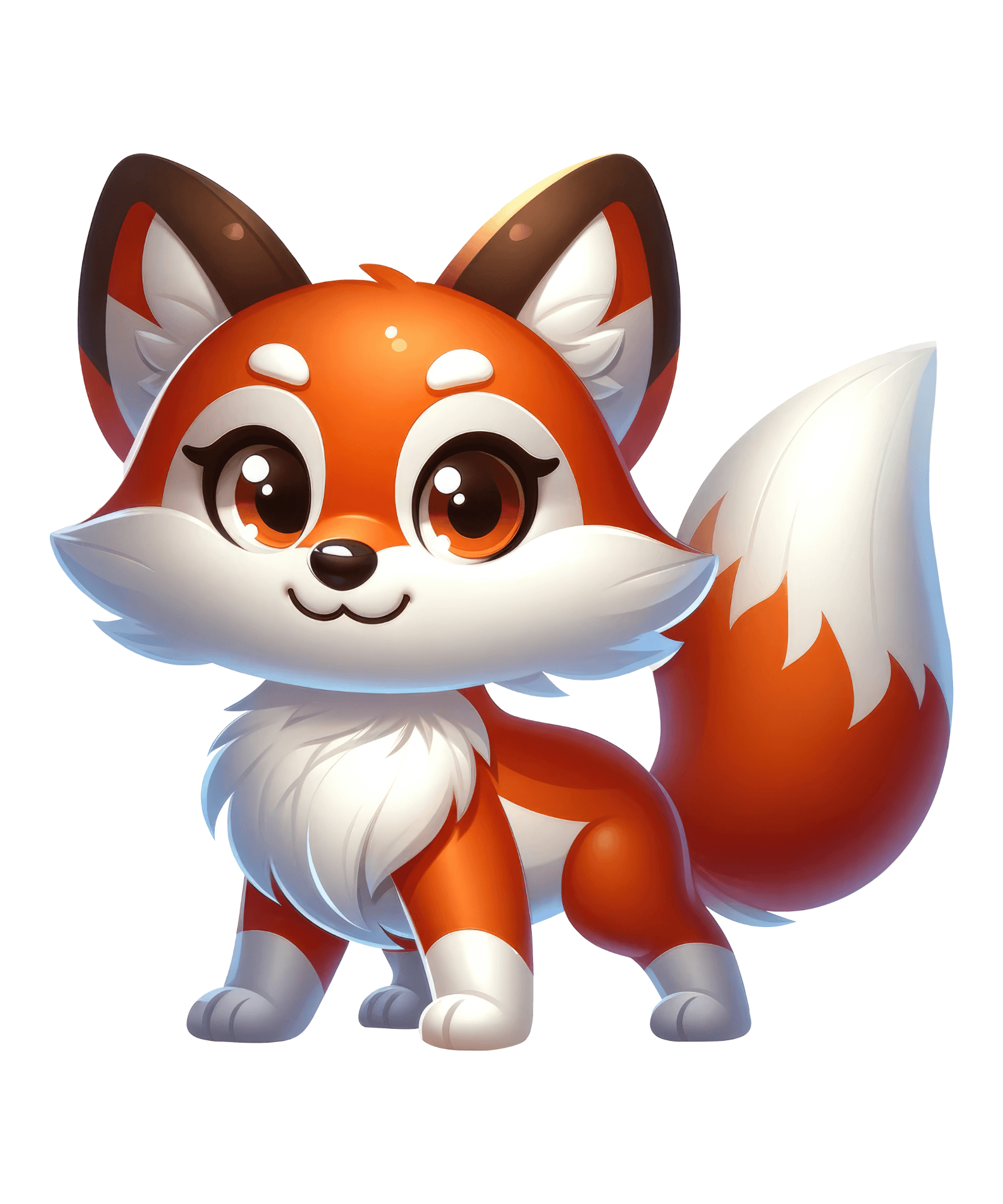 Chibi Red Fox Sticker with Fluffy Tail