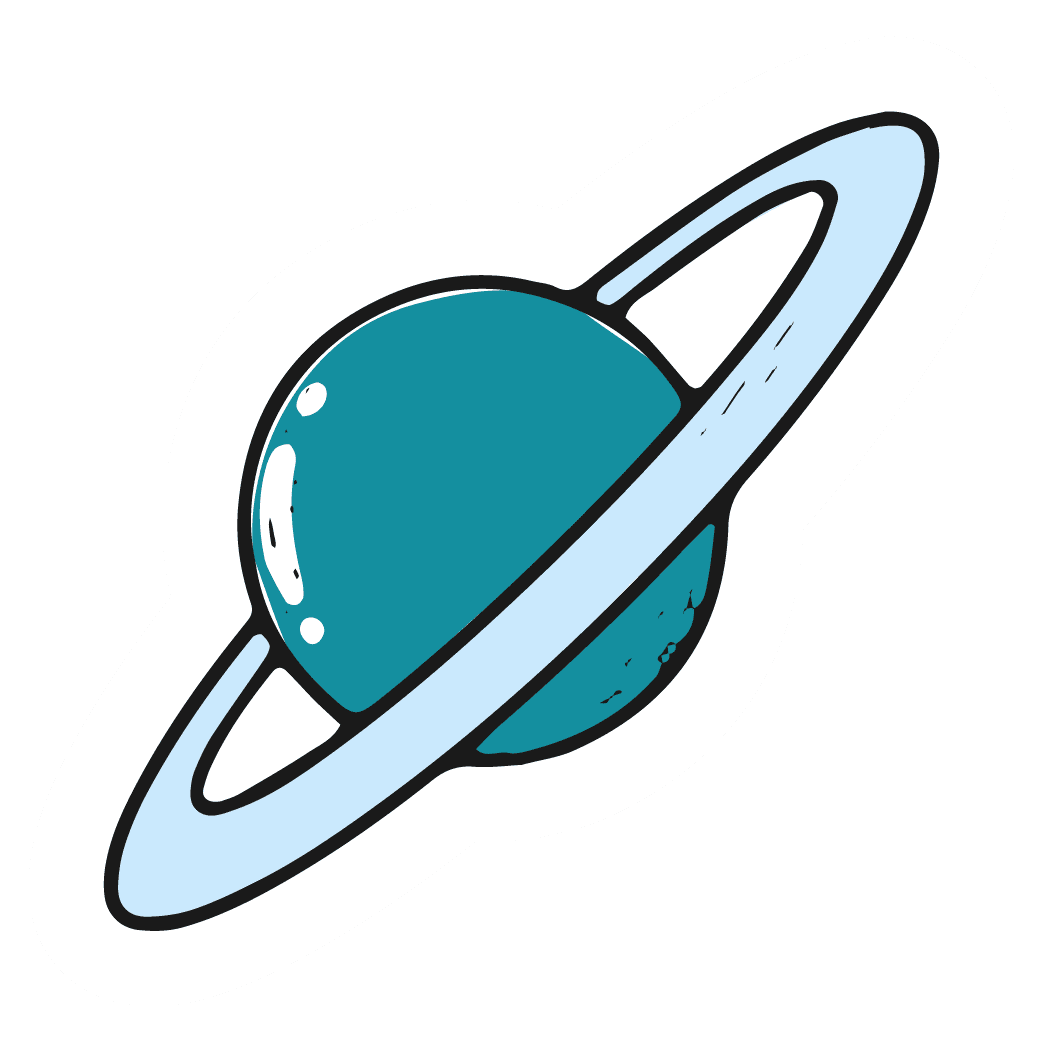 Teal Ringed Planet Sticker
