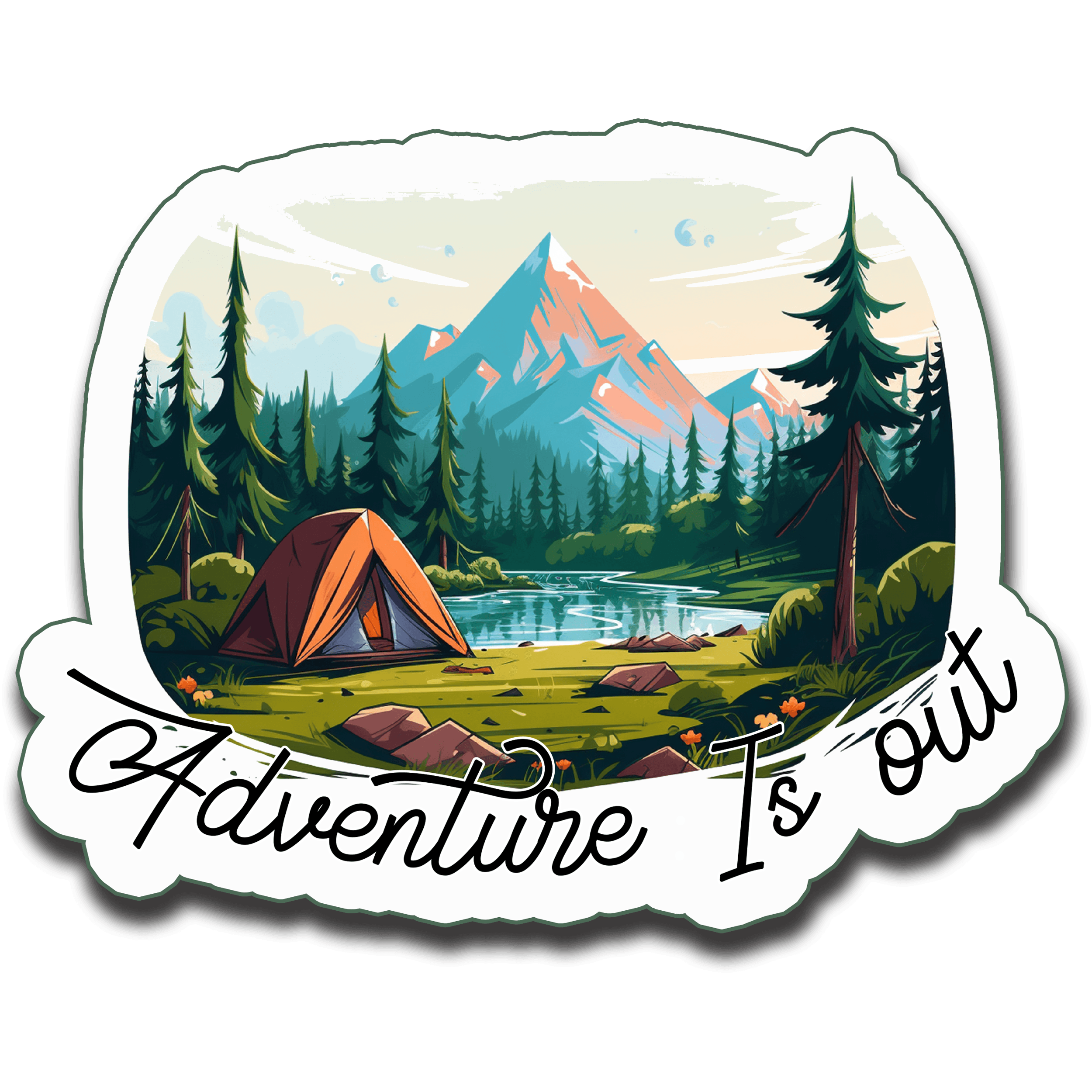 Adventure Is Out There Mountain Camping Sticker