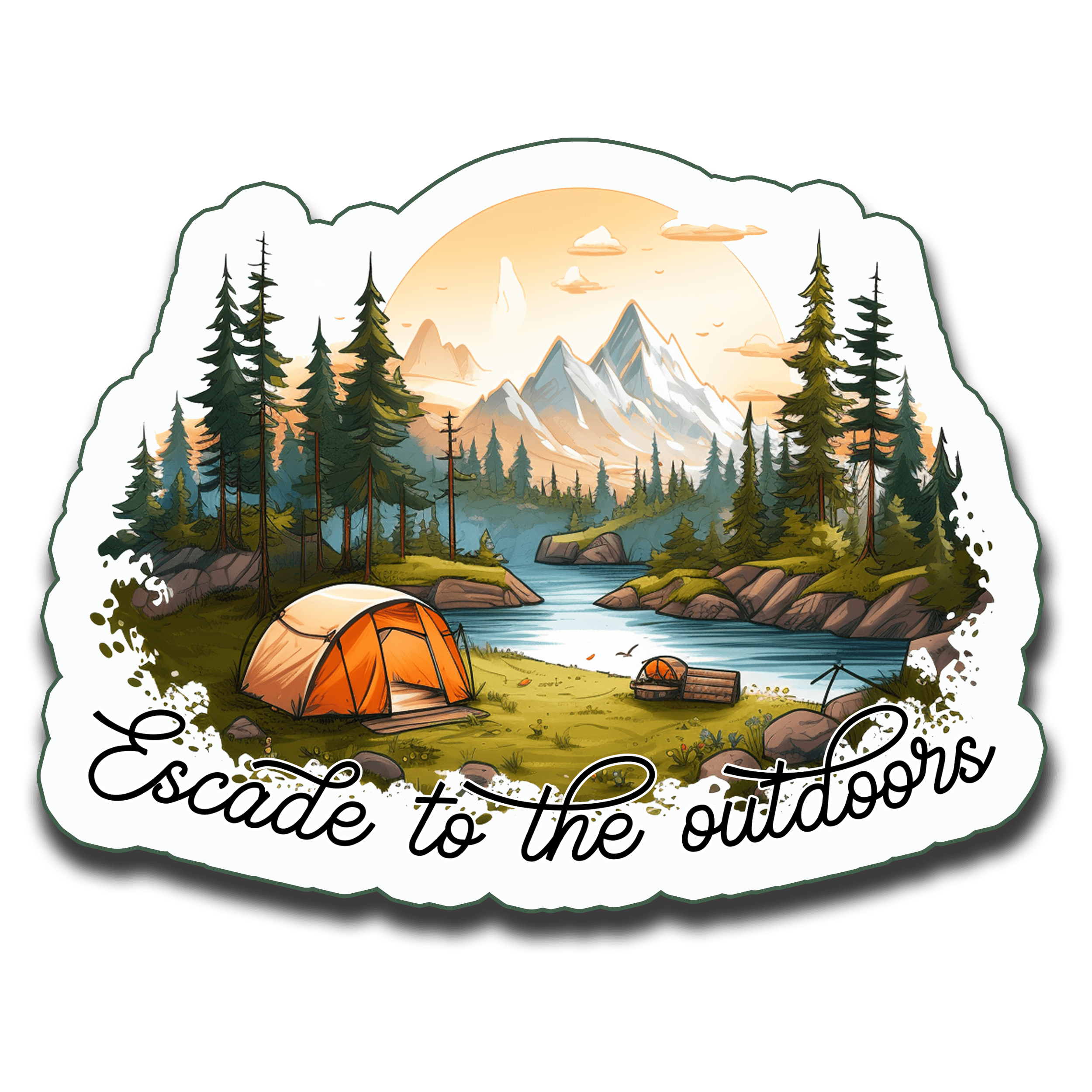 Escape to the Outdoors Camping Sticker