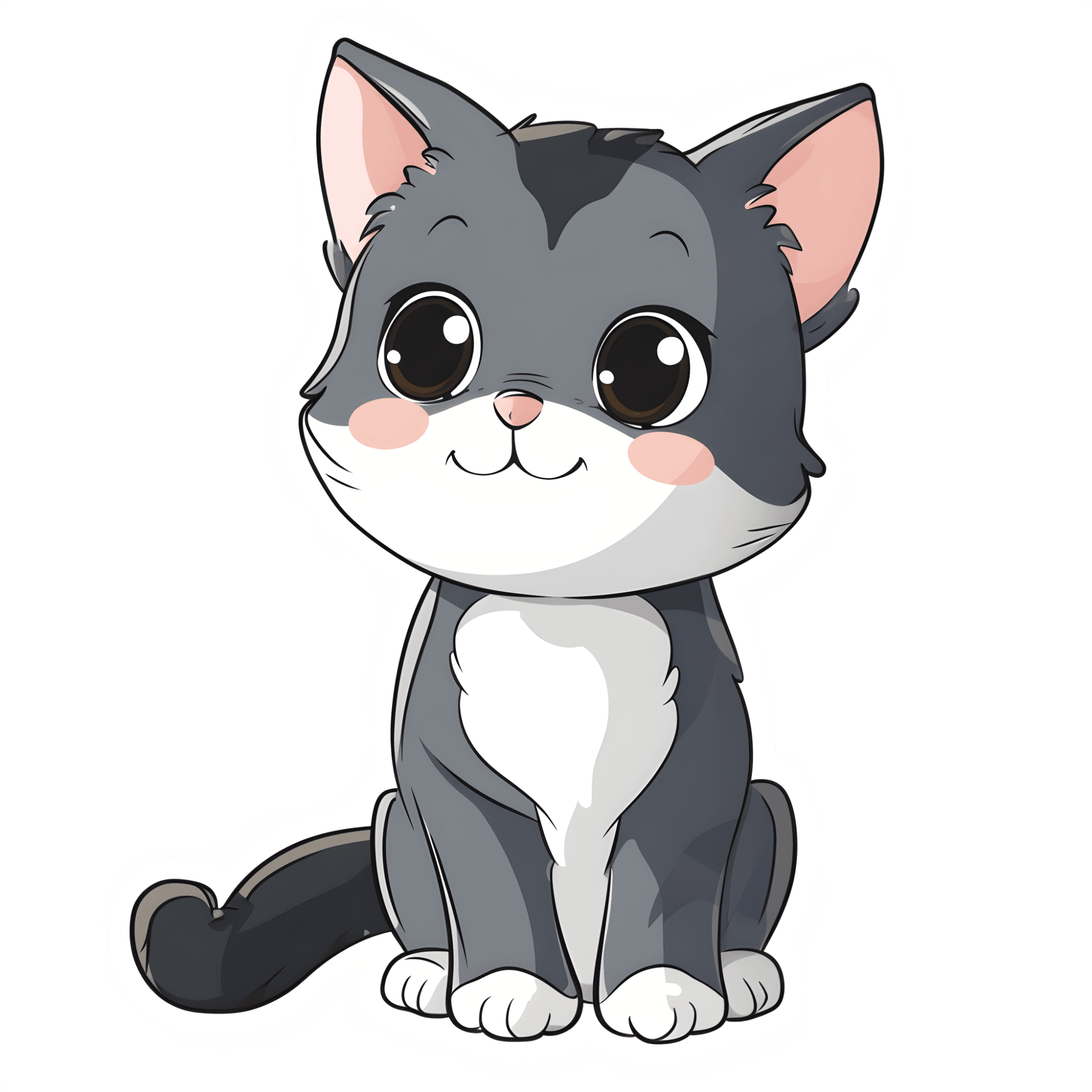 Big-Eyed Gray Kitten Sticker