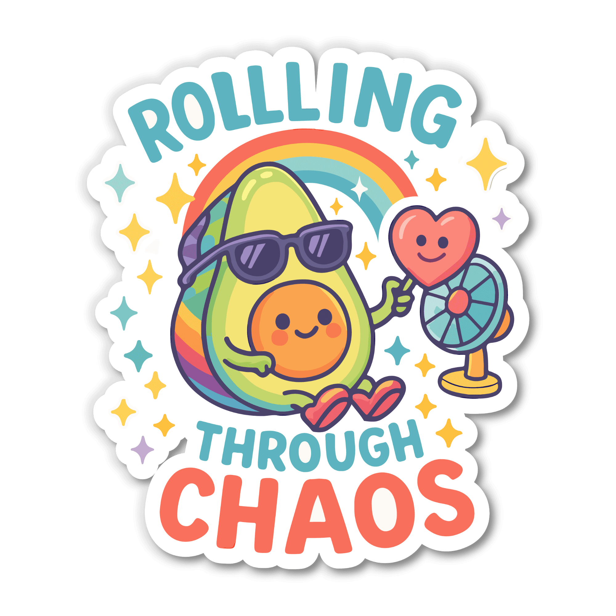 Rolling Through Chaos Avocado Sticker