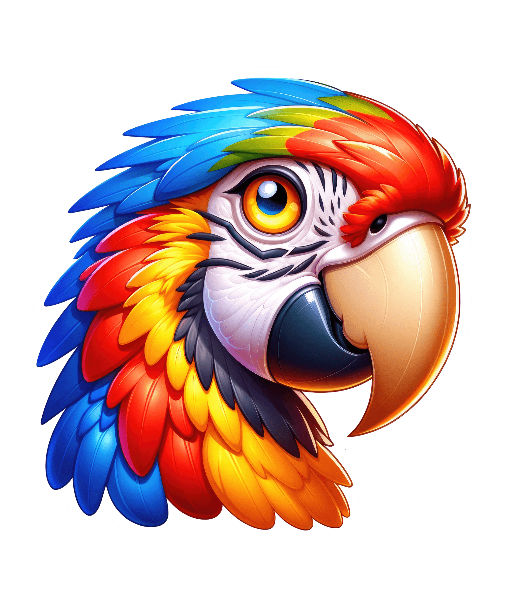 Scarlet Macaw Head Vinyl Sticker