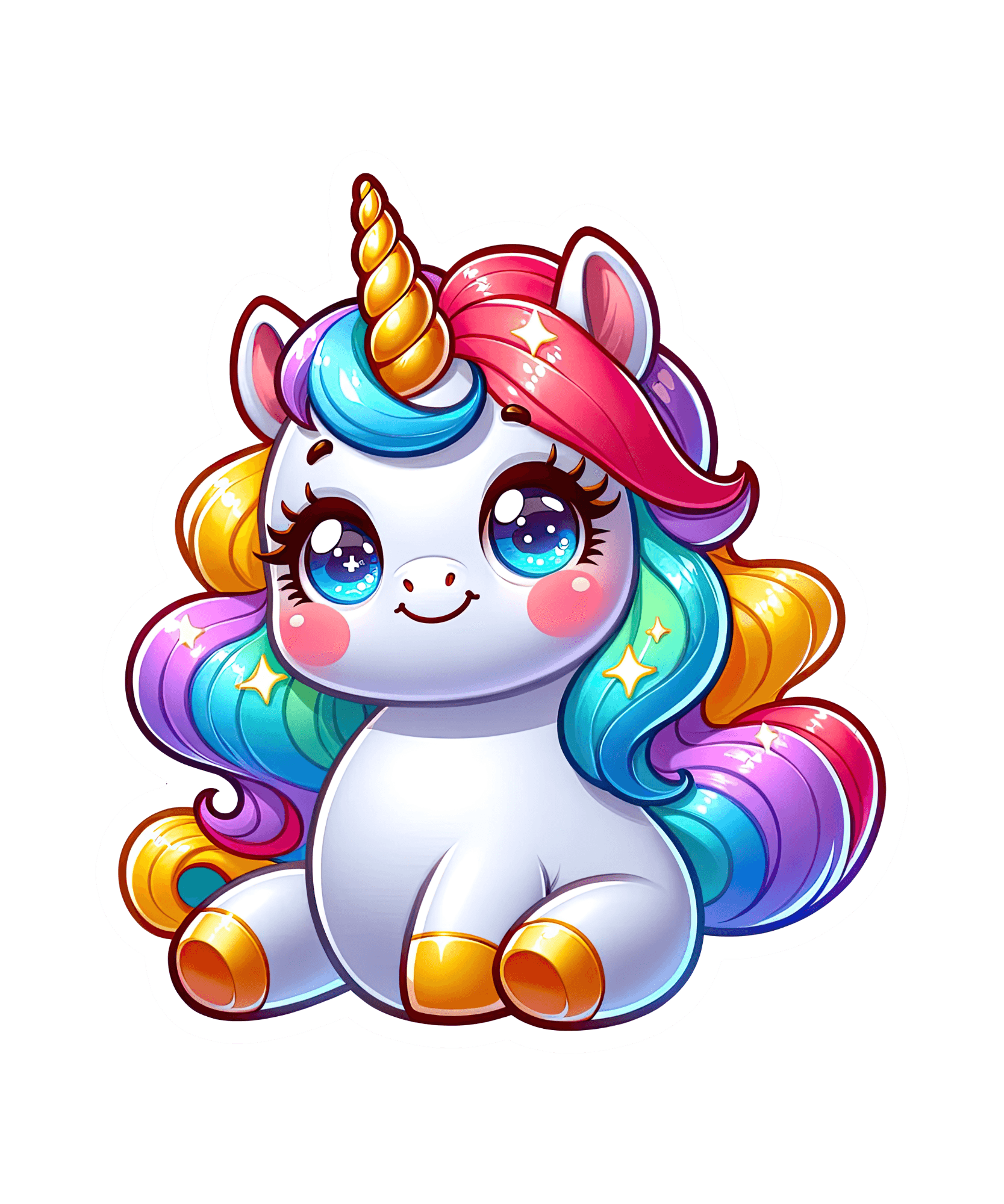 Chubby Rainbow Unicorn Sticker