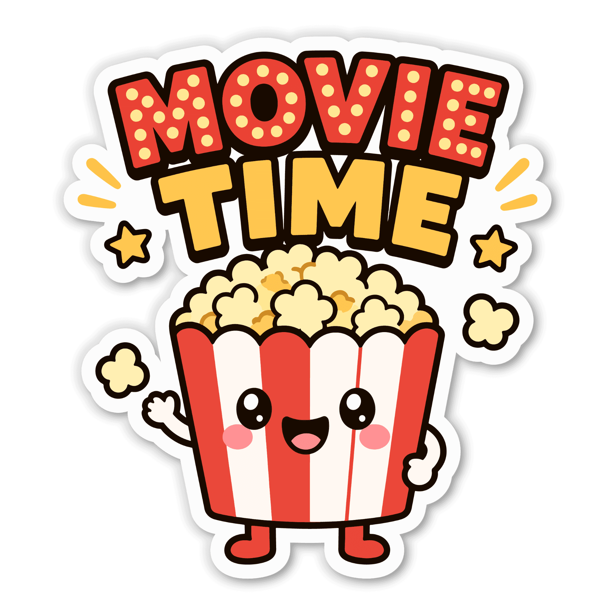 Movie Time Kawaii Popcorn Bucket Sticker