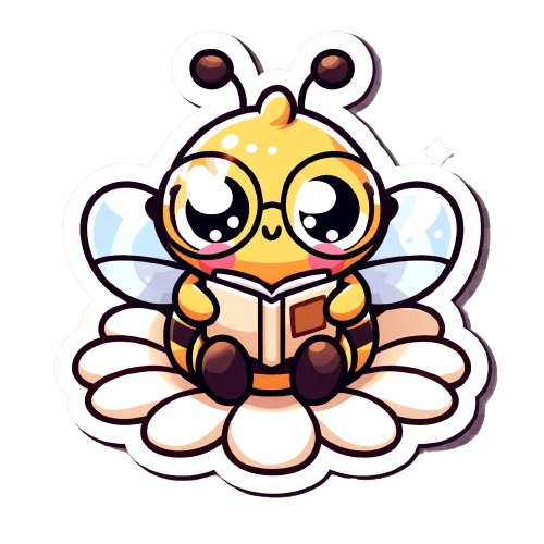 Bookworm Bee Sticker - Cute Bespectacled Reader