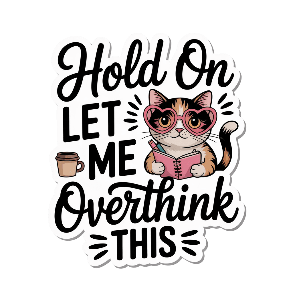 Hold On Let Me Overthink This Cat Sticker
