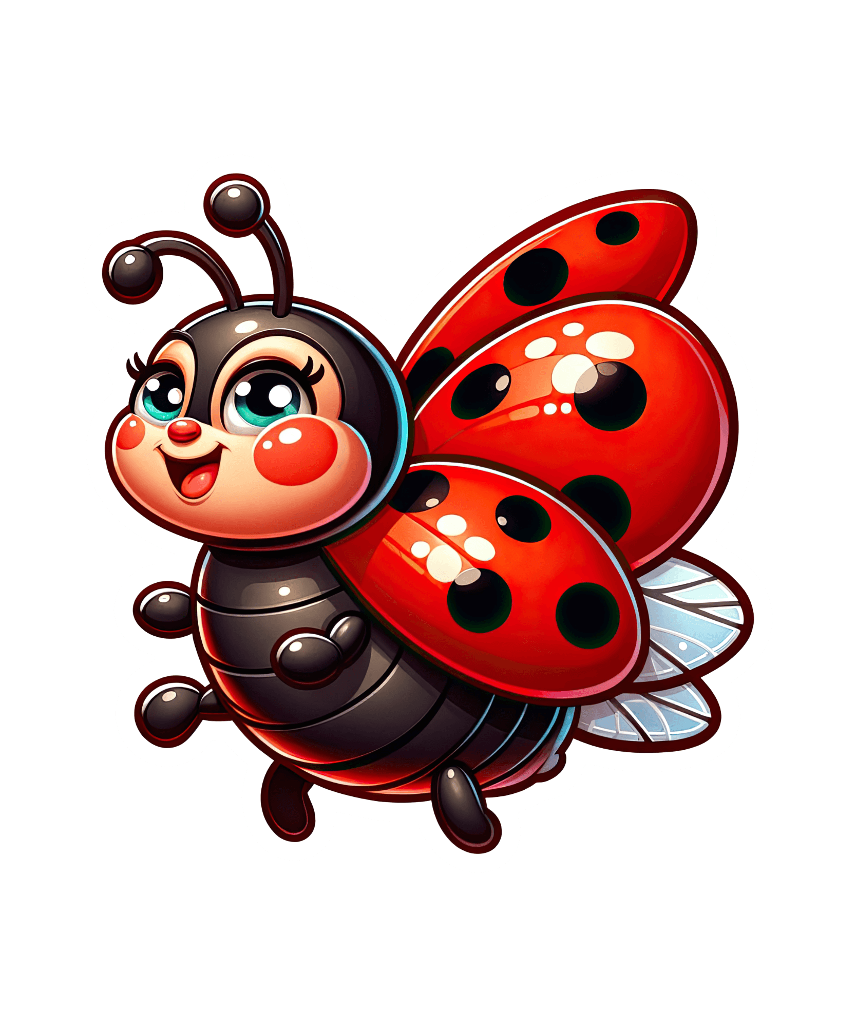 Giggly Ladybug Sticker with Glossy Spotted Wings