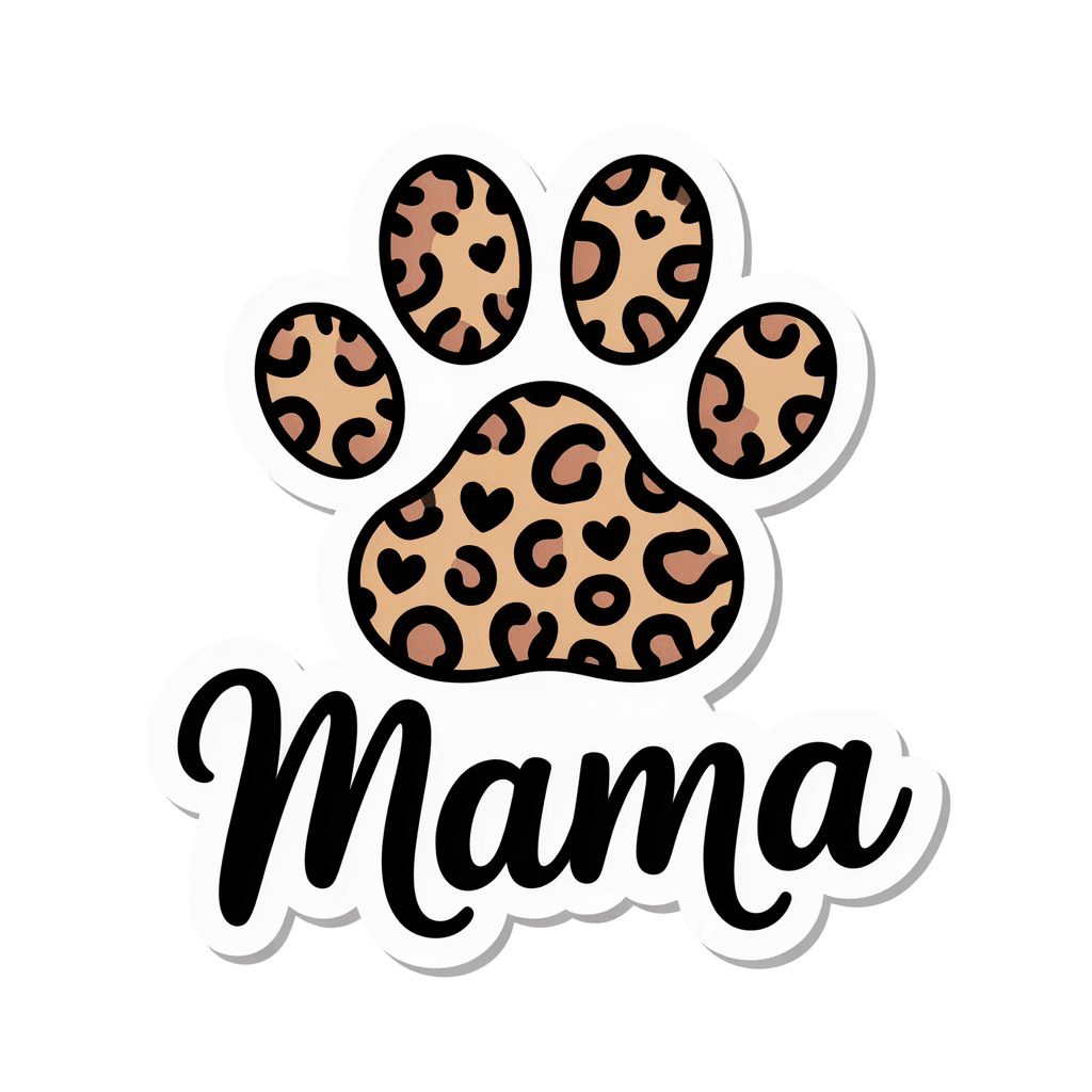 Leopard Print Paw Mama Sticker