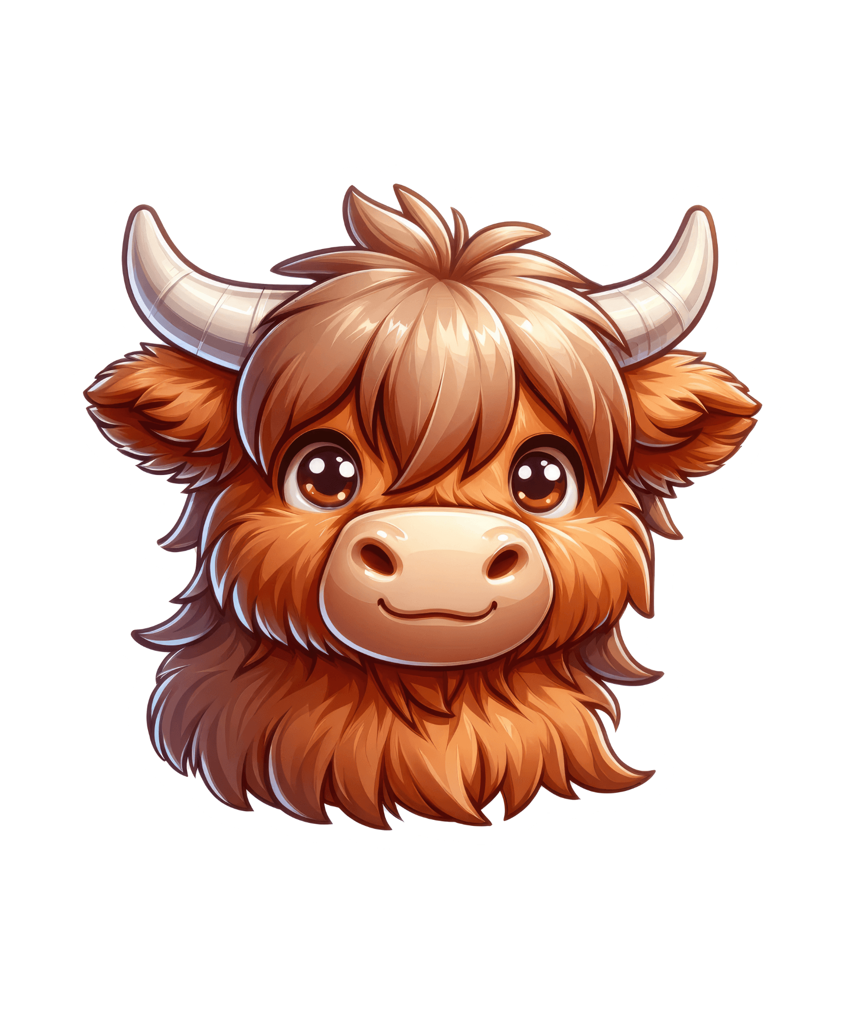 Shaggy Highland Cow Face Sticker