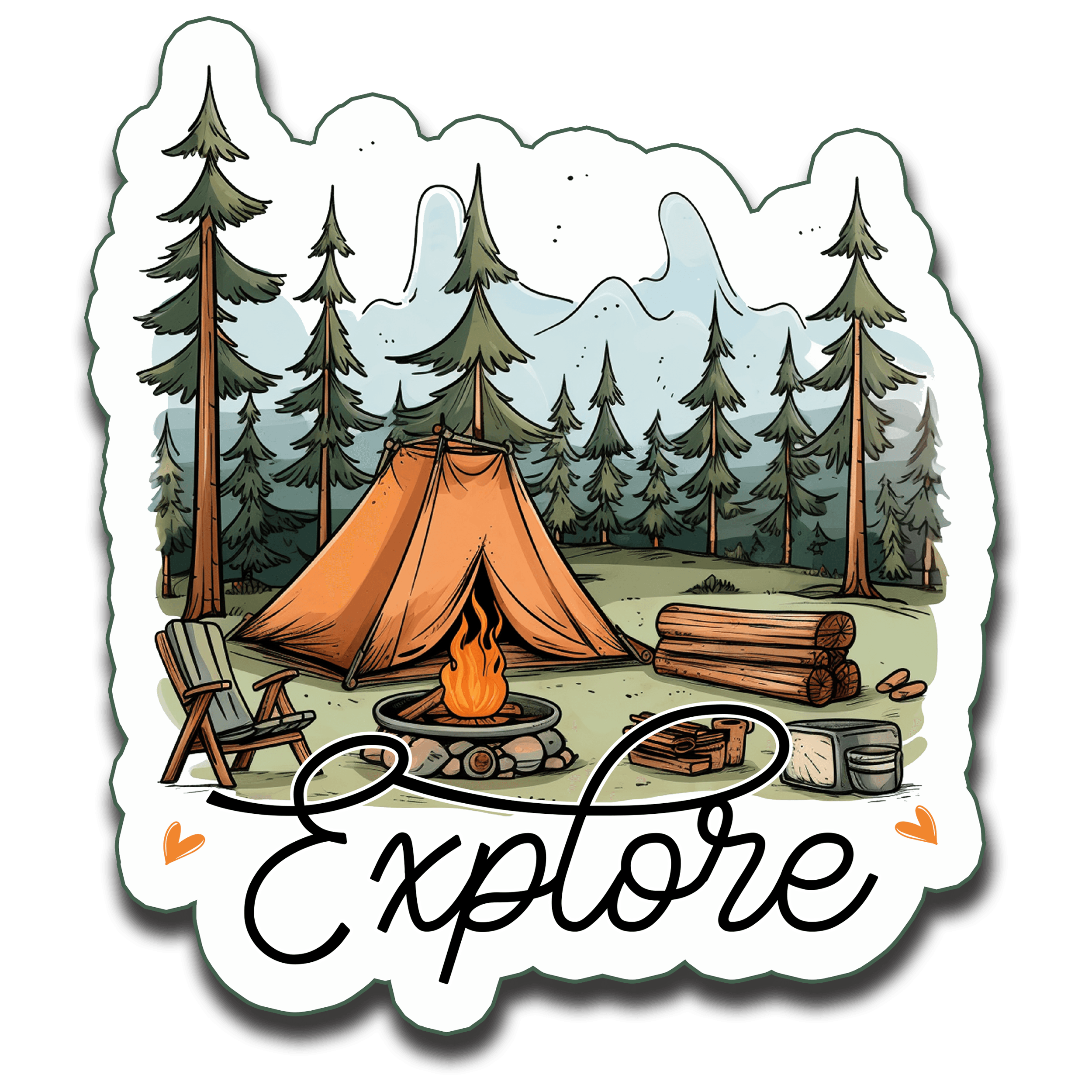 Explore Campsite Sticker - Tent & Campfire Vinyl Decal