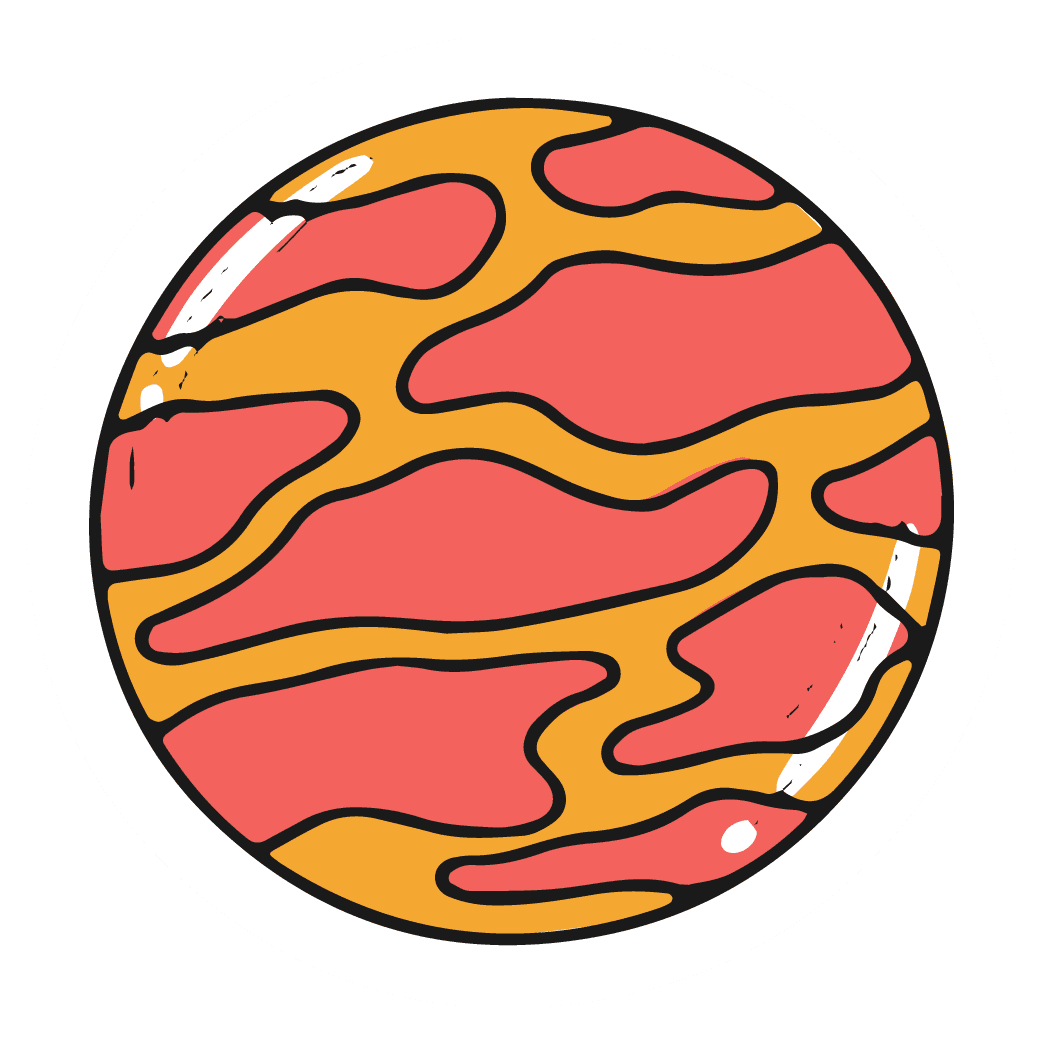Fiery Orange Marbled Planet Sticker