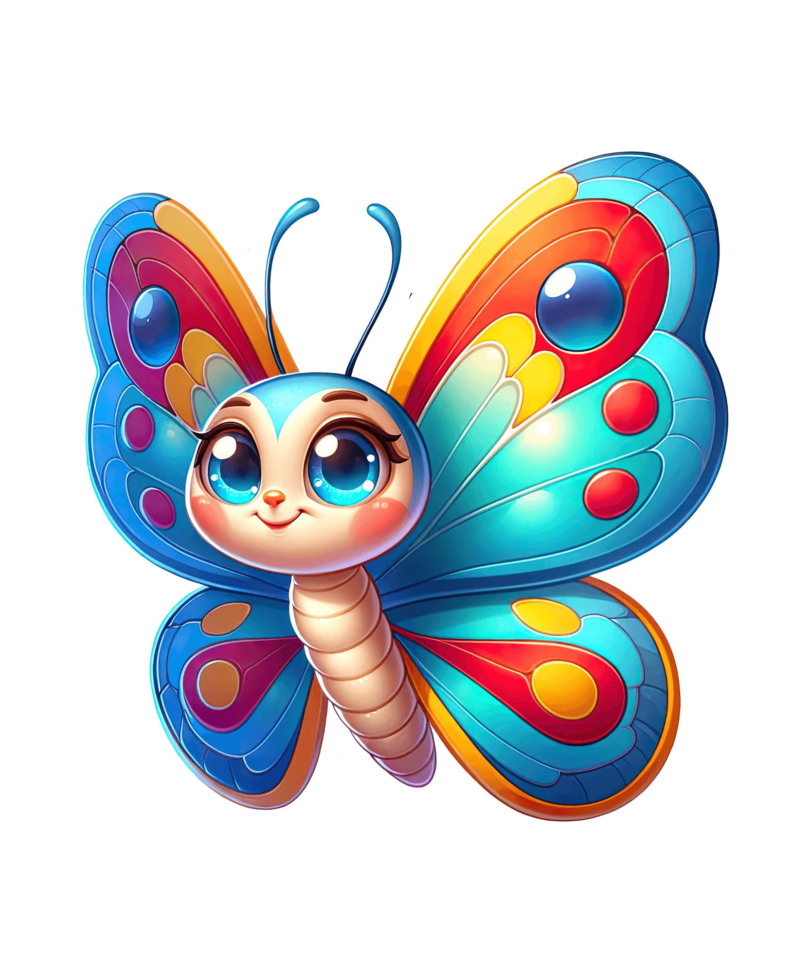 Big-Eyed Rainbow Butterfly Sticker