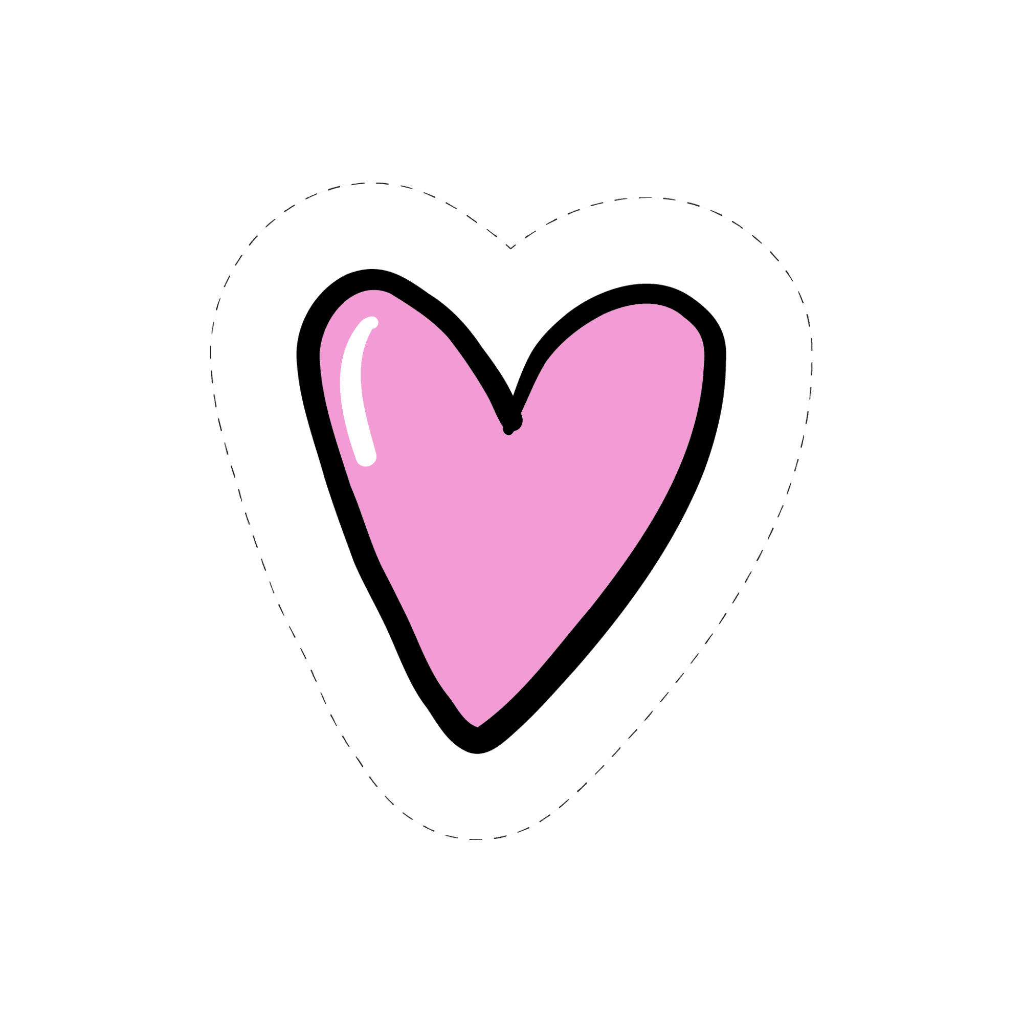 Pink Hand-Drawn Heart Sticker