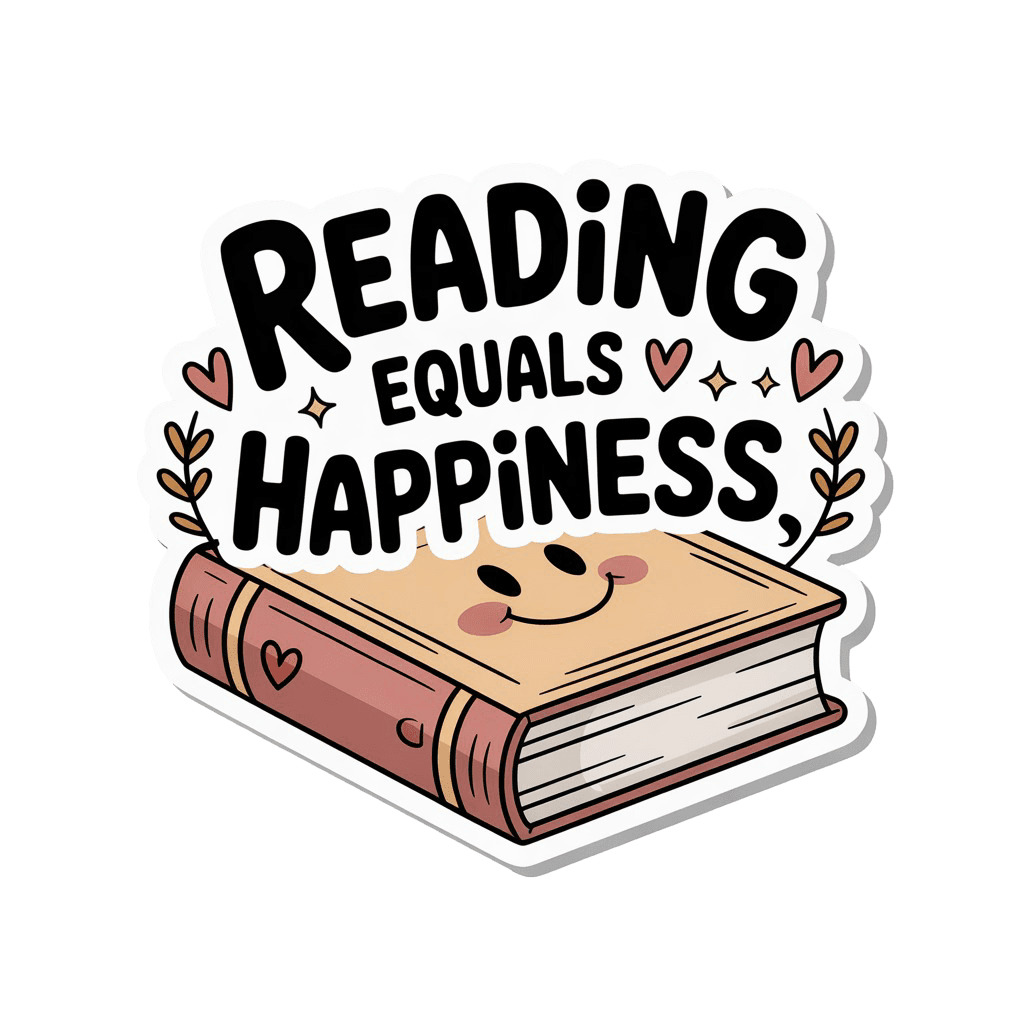Reading Equals Happiness Cute Book Sticker