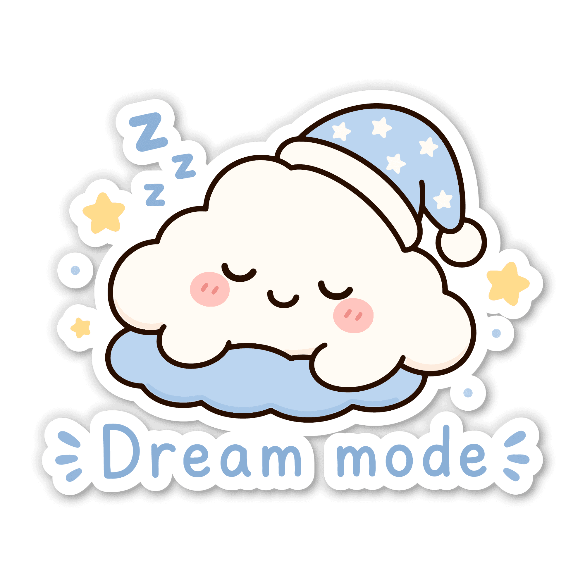 Sleepy Cloud in Nightcap 'Dream Mode' Sticker